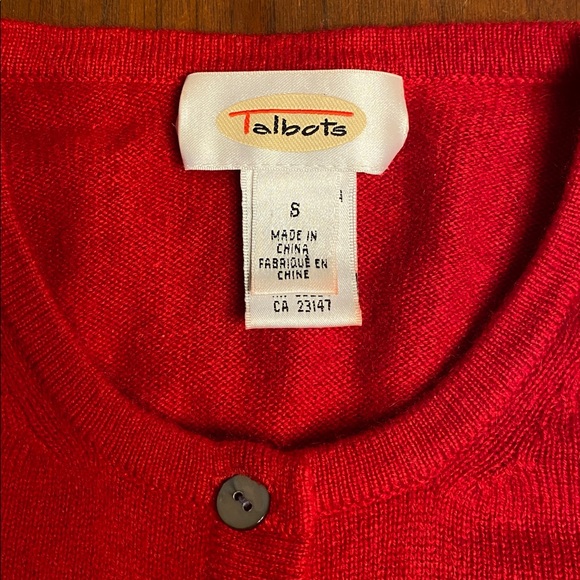 Talbots Red Cashmere Cardigan Sweater - Picture 5 of 6